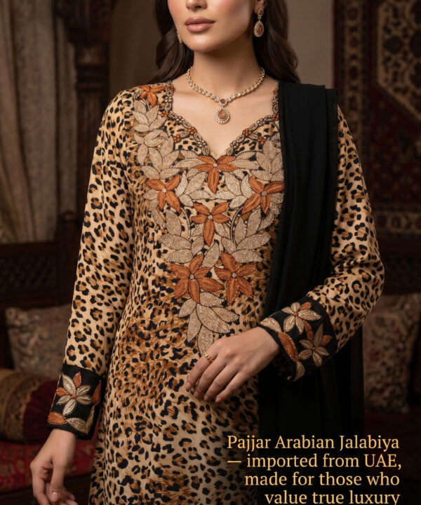 Tan Leopard Print Arabian Jalabiya