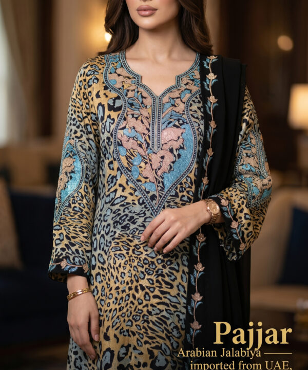 Black & Blue Floral Arabian Jalabiya