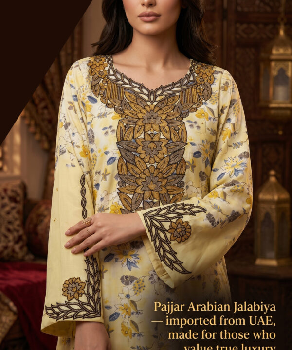 Lemon Gold Paisley Arabian Jalabiya