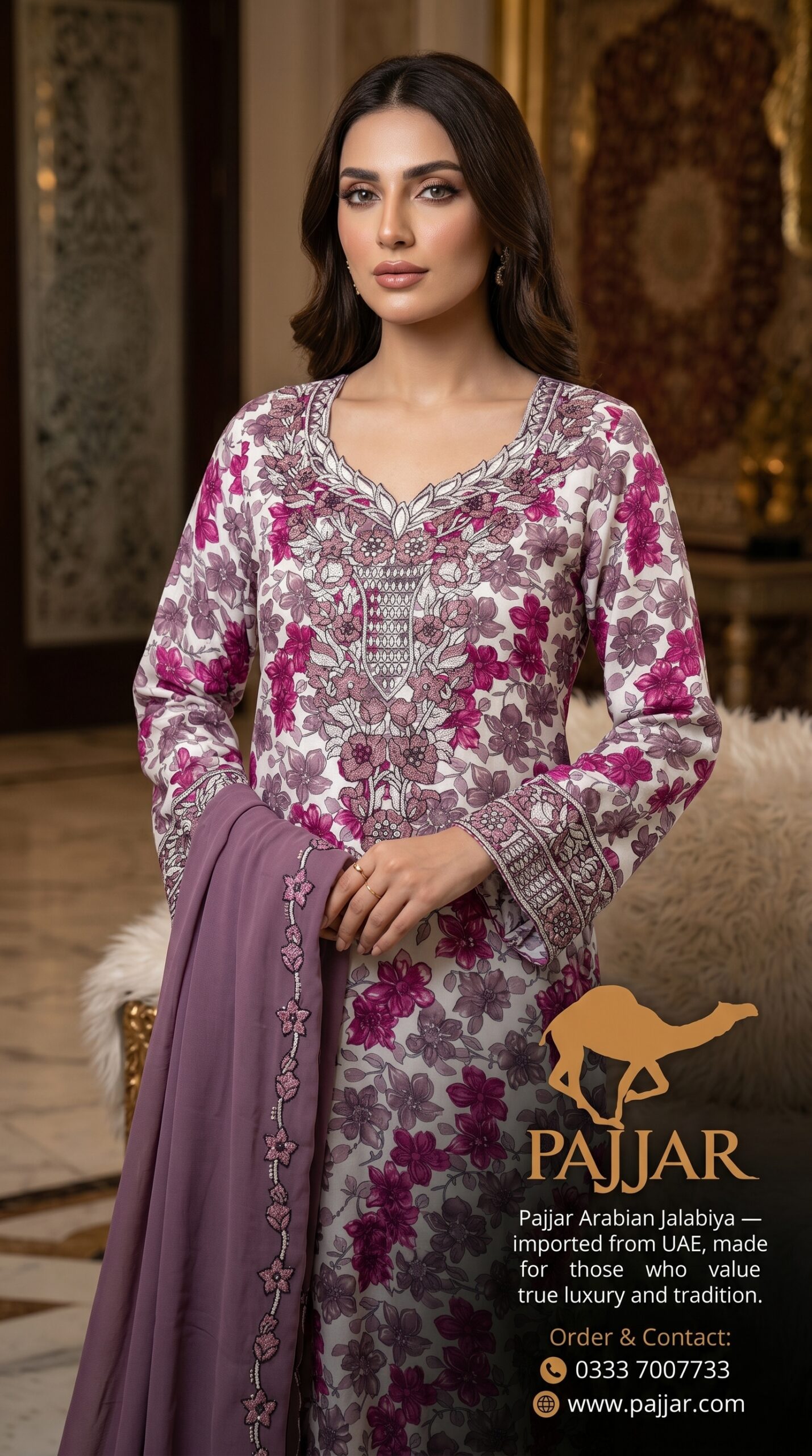 Magenta Floral Arabian Jalabiya