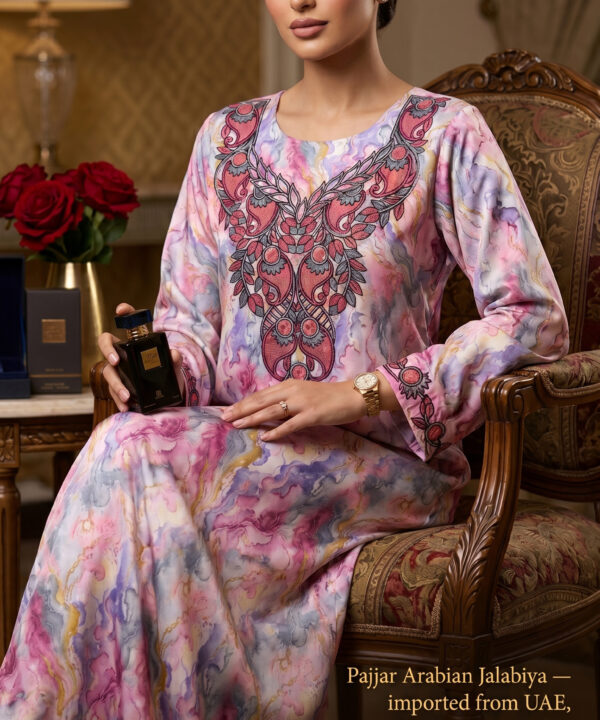 Pink Multicolor Floral Arabian Jalabiya