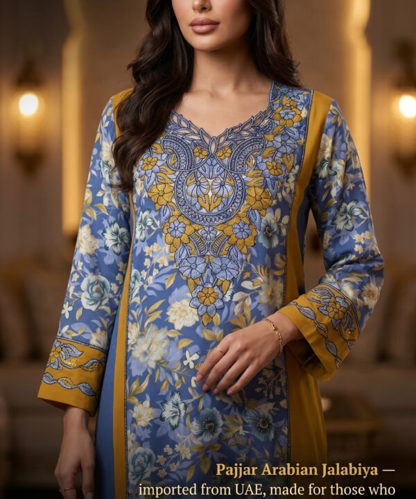 Blue & Gold Floral Arabian Jalabiya