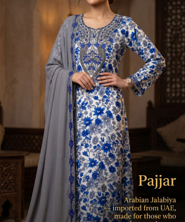 Royal Blue Floral Arabian Jalabiya