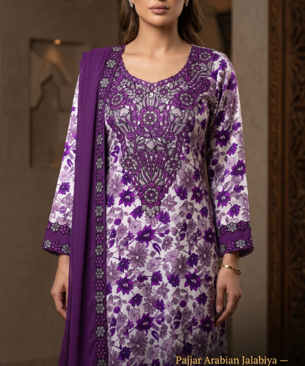 Violet Floral Arabian Jalabiya