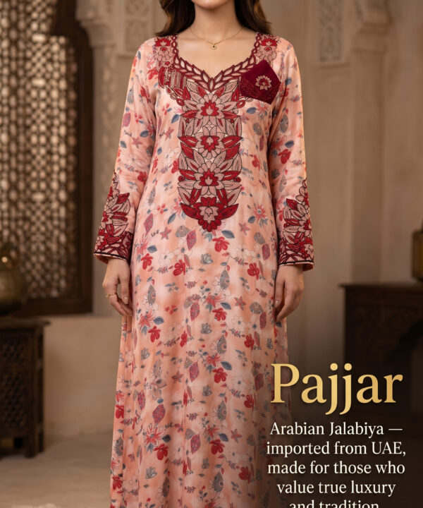 Rose Maroon Floral Arabian Jalabiya
