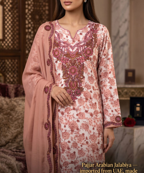 Blush Rose Floral Arabian Jalabiya