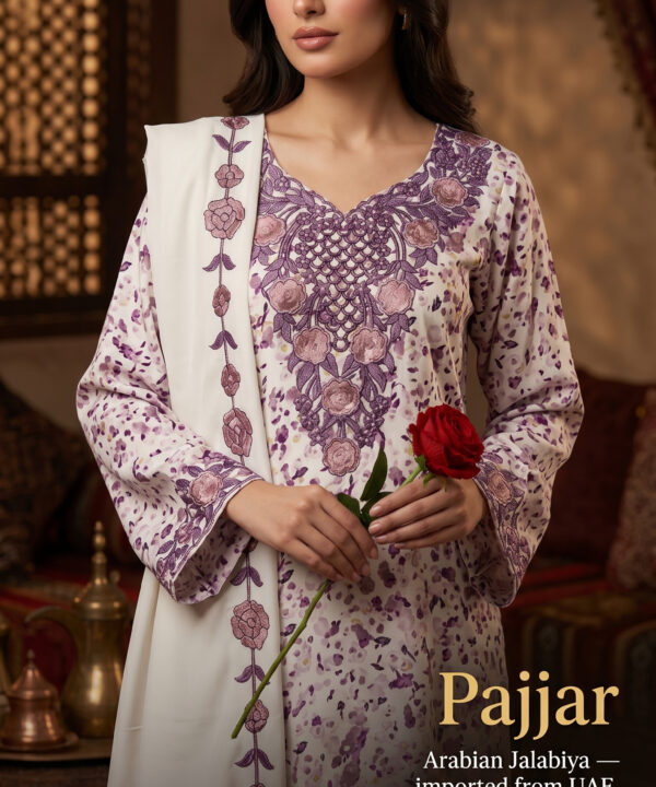 Mauve & Ivory Floral Arabian Jalabiya
