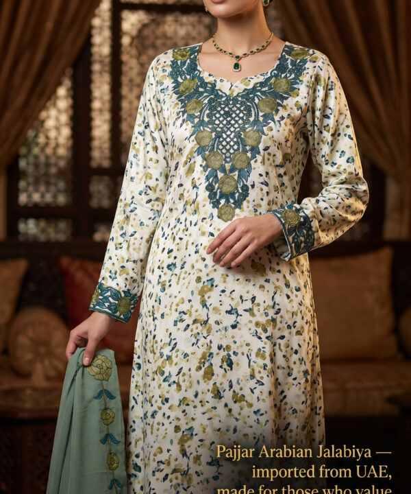 Sage Teal Floral Arabian Jalabiya
