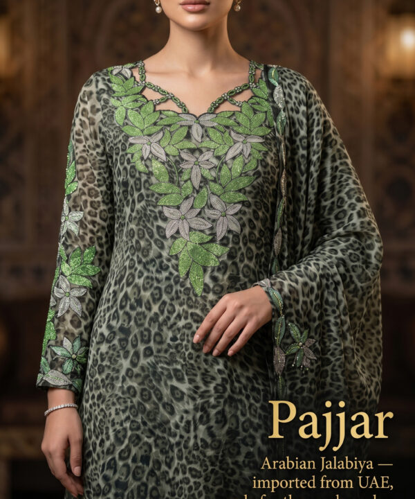 Olive Leopard Floral Arabian Jalabiya