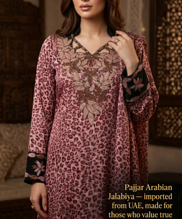Rosewood Leopard Print Arabian Jalabiya